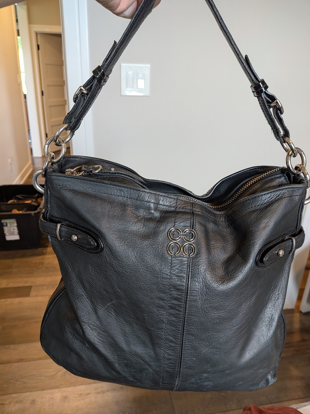 Coach Colette Black Leather Hobo Shoulder Bag